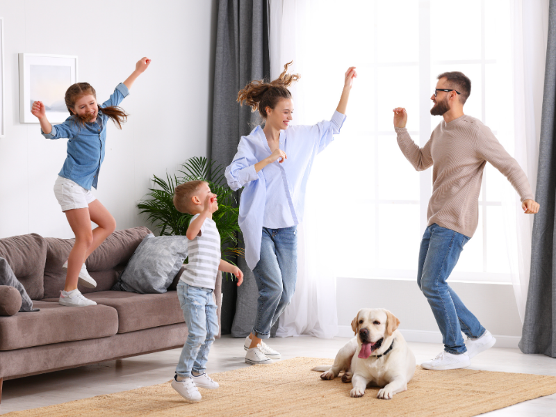 Happy Family Protected with Smoke Alarm Wire-Not Electrical